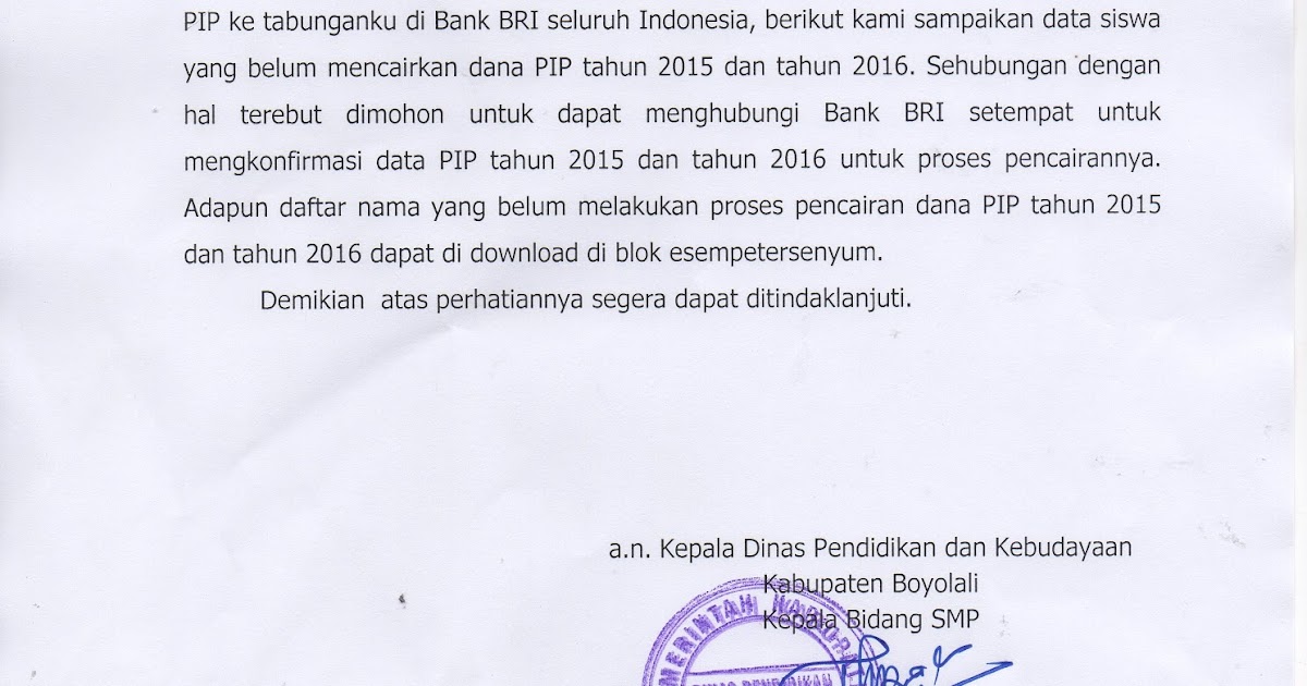 BIDANG SMP DISDIKBUD KABUPATEN BOYOLALI INFORMASI TENTANG PIP