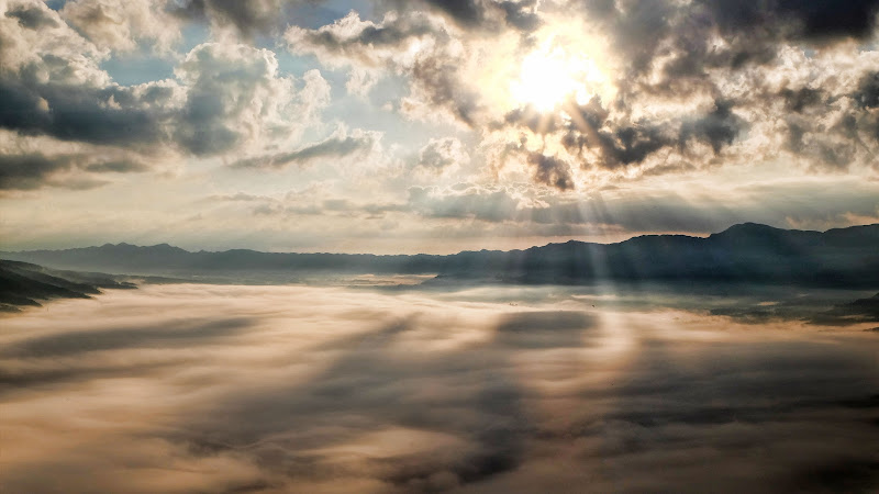 Above the clouds in a mountain expedition