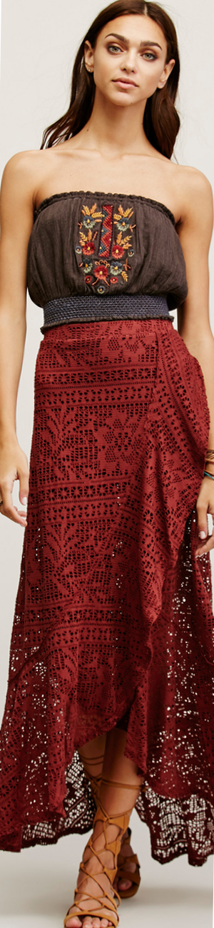 Free People Masquerade Maxi Skirt in Raisin