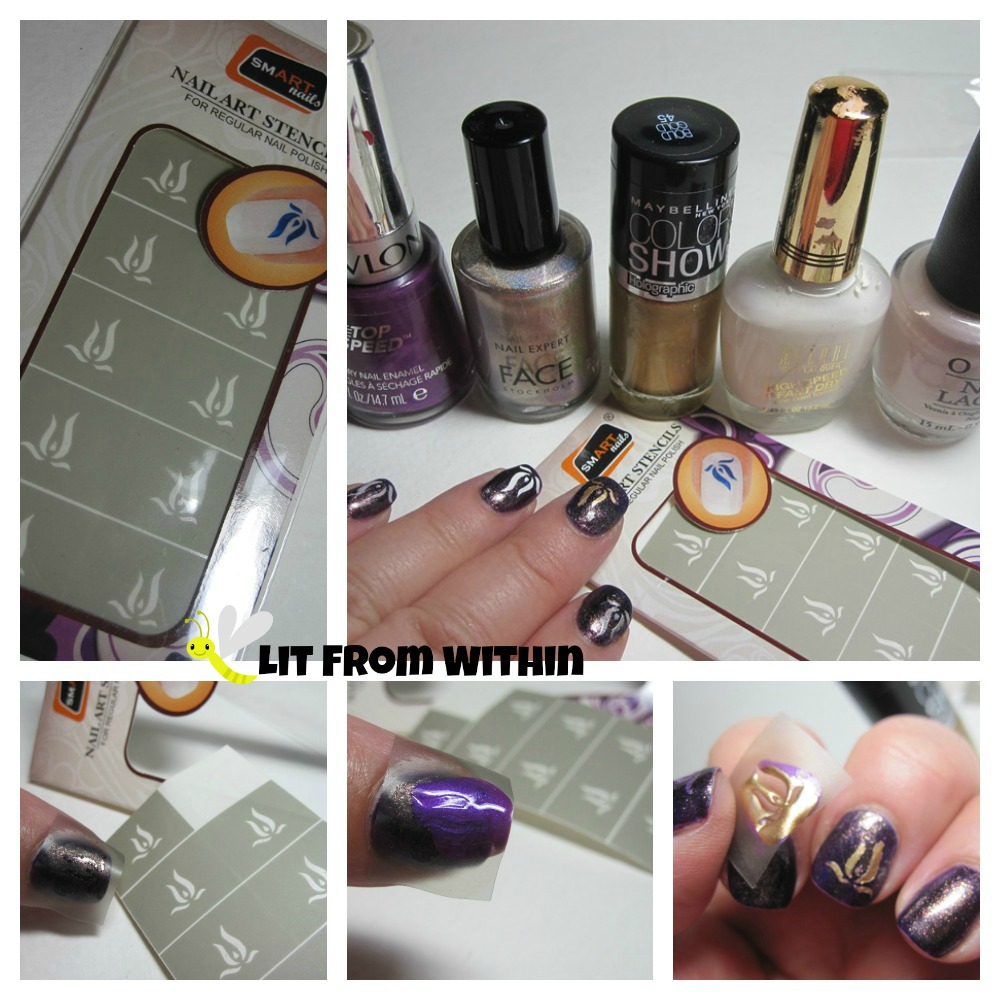 Smart Nails Fire Lily stencil with different color images
