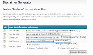 cara membuat disclaimer blog