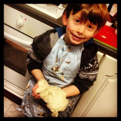 kids baking - making bread