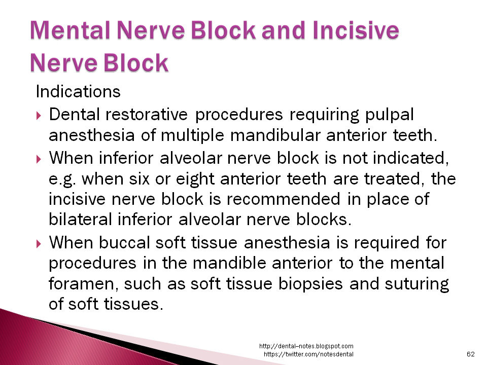 Dental Notes Mental and Incisive Nerve Block NOTES
