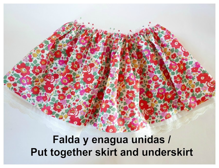 Falda y enagua del vestido