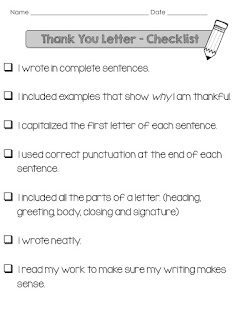 Thank You Letter Lesson - A Classroom For All Seasons