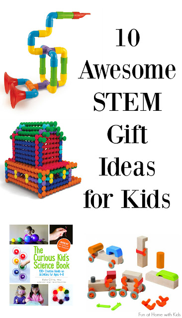 10 awesome STEM gift ideas for kids from a science teacher!  This gift guide includes recommended ages and a little bit about what STEM skills kids are learning with each of the gifts. 