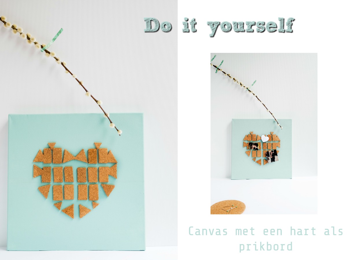 Diy: Canvas met een hart als prikbord Diy: Canvas met een hart als prikbord