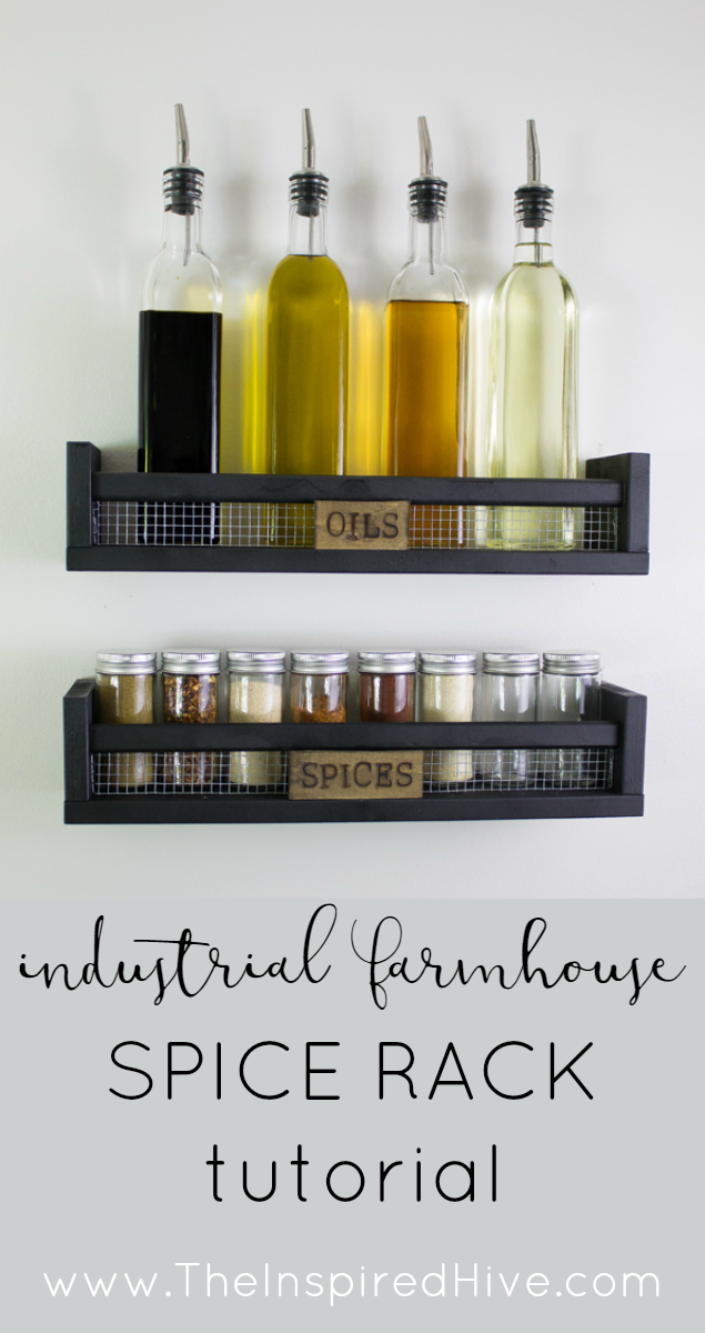 DIY Rustic Wall Mounted Spice Rack