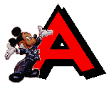Alfabeto de Mickey y sus amigos con letras rojas A.