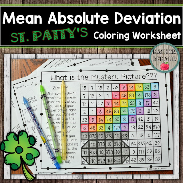 Mean Absolute Deviation (MAD) Coloring Worksheet