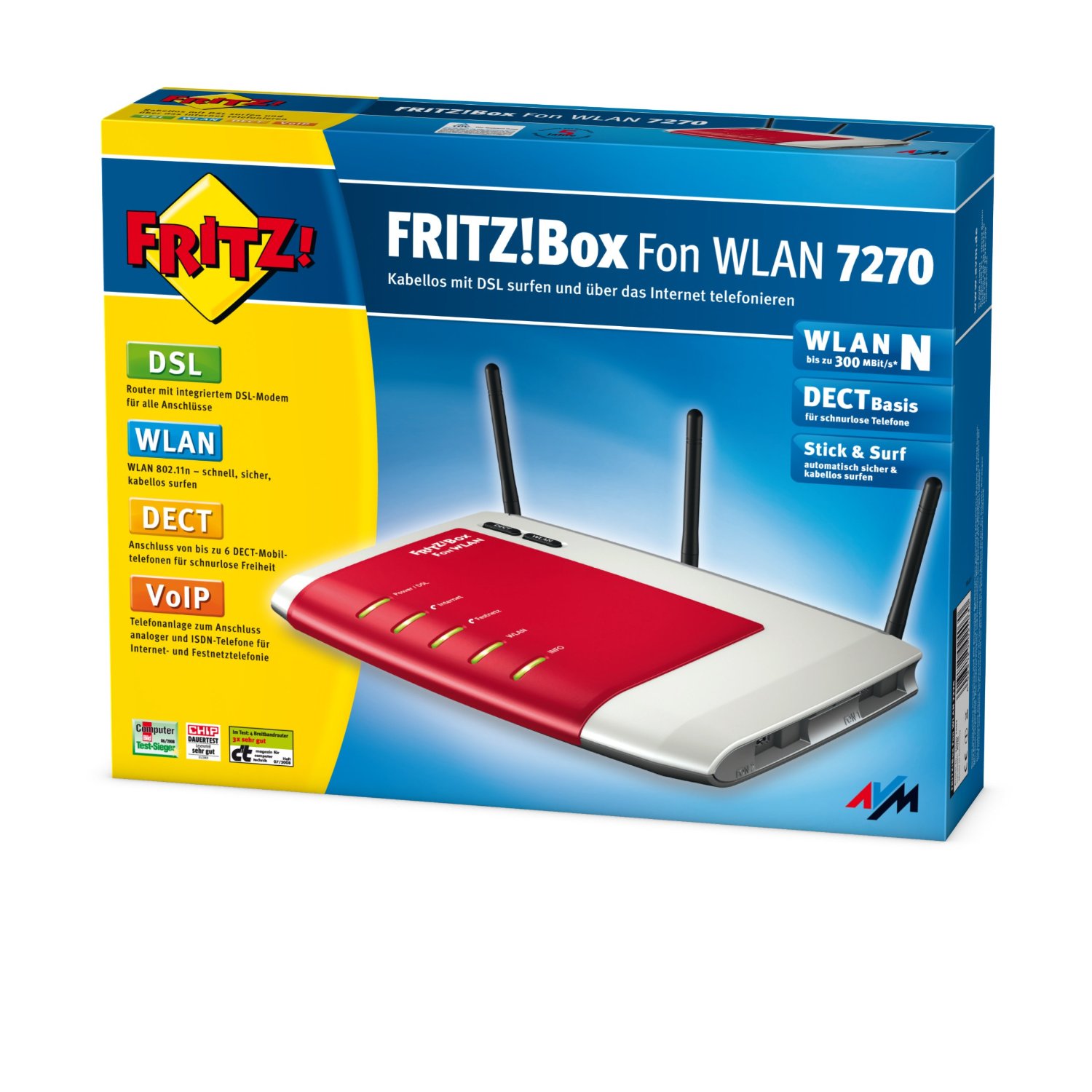 AVM FRITZ WLAN Repeater: AVM FRITZ!Box 7270 Wlan Router (ADSL, 300 Mbit ...