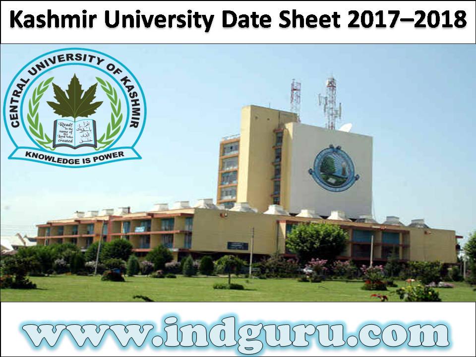 Kashmir University Date Sheet 2017–2018 Kashmir University Date Sheet