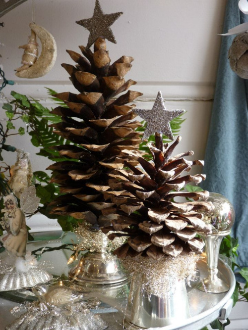 Content in a Cottage Pinecone Christmas Trees