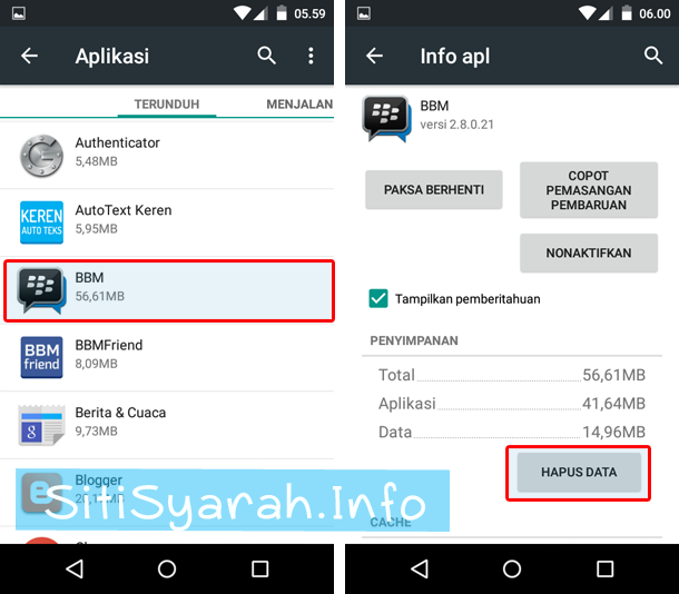 solusi bbm android ceklis terus