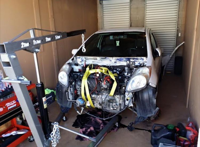 Installing new engine into Toyota Yaris