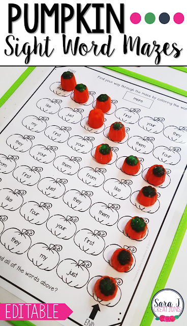 Editable sight word mazes so you can add any words you want