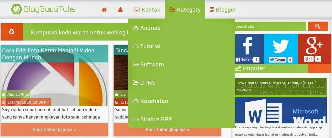 Cara Membuat Menu Di Blog