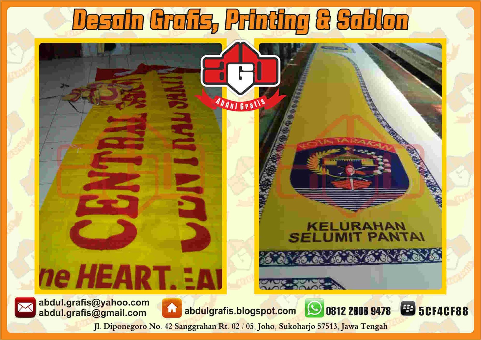 Sablon spanduk, umbul umbul, bendera, kaos Sablon umbul