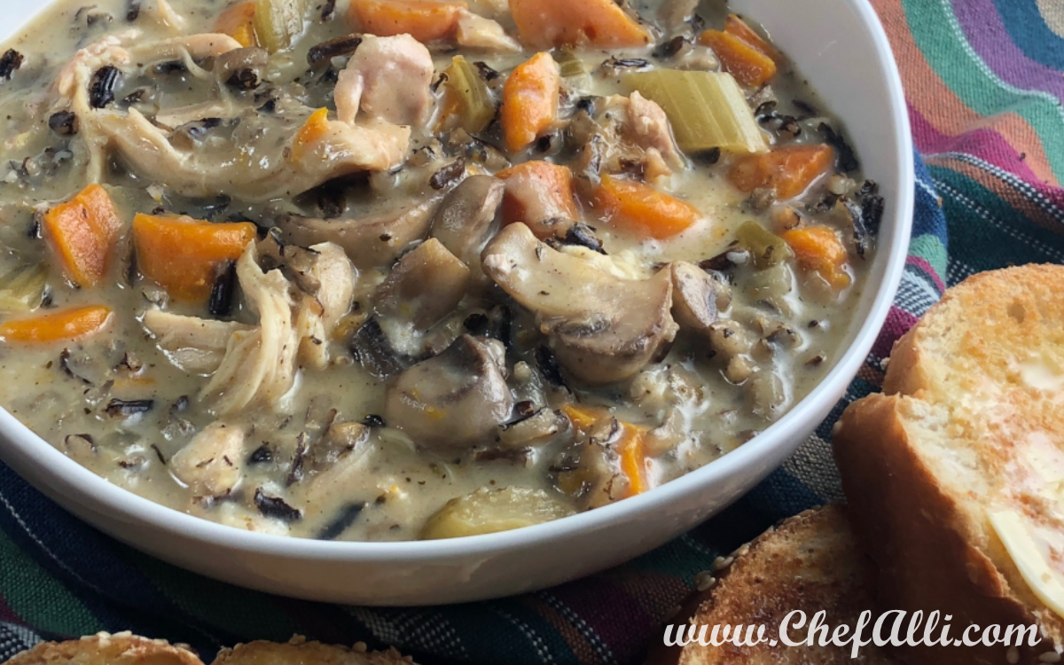 IC Friendly Recipes Instant Pot Chicken and Mushroom Wild Rice Soup