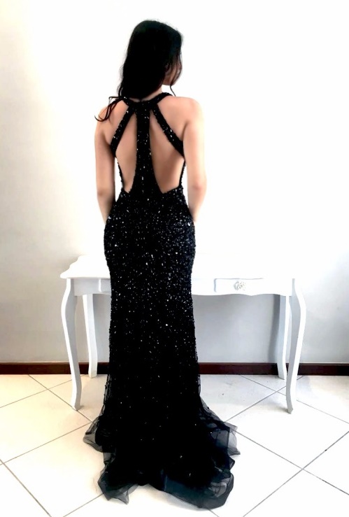 vestido de festa longo preto