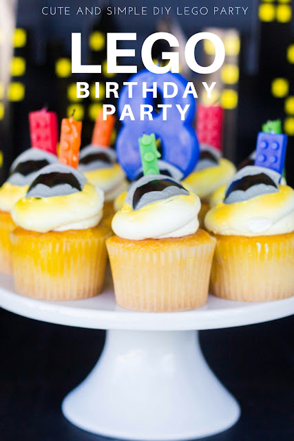 yellow cupcake for lego batman birthday party