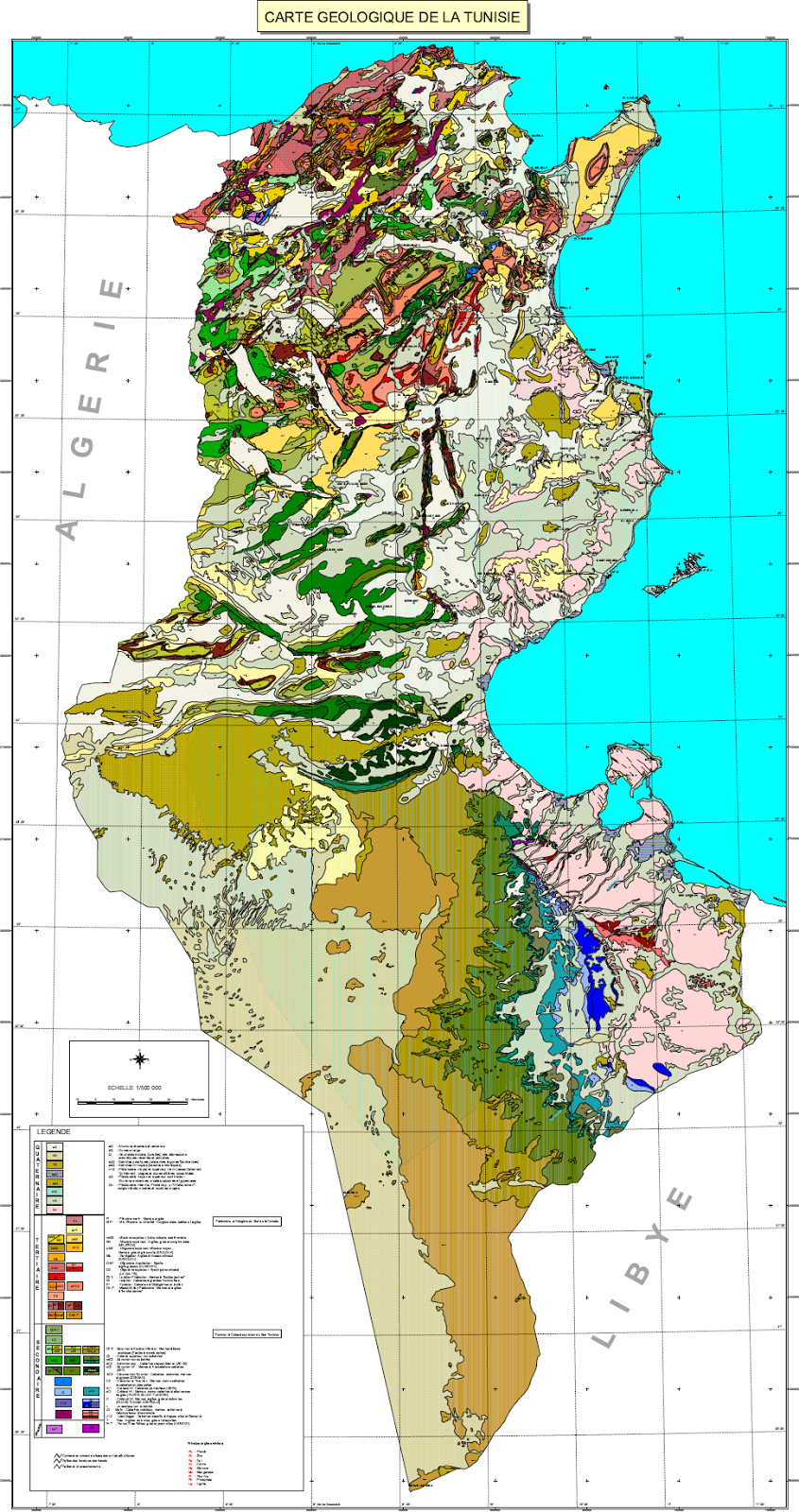 Géologie Carte géologique de la Tunisie E=1500M