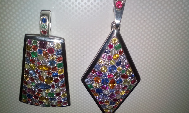 Handmade Silver Jewelry with multi color Sapphire Gemstones