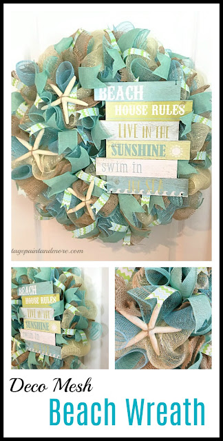 Vintage Paint and more... a beach inspired deco mesh wreath 