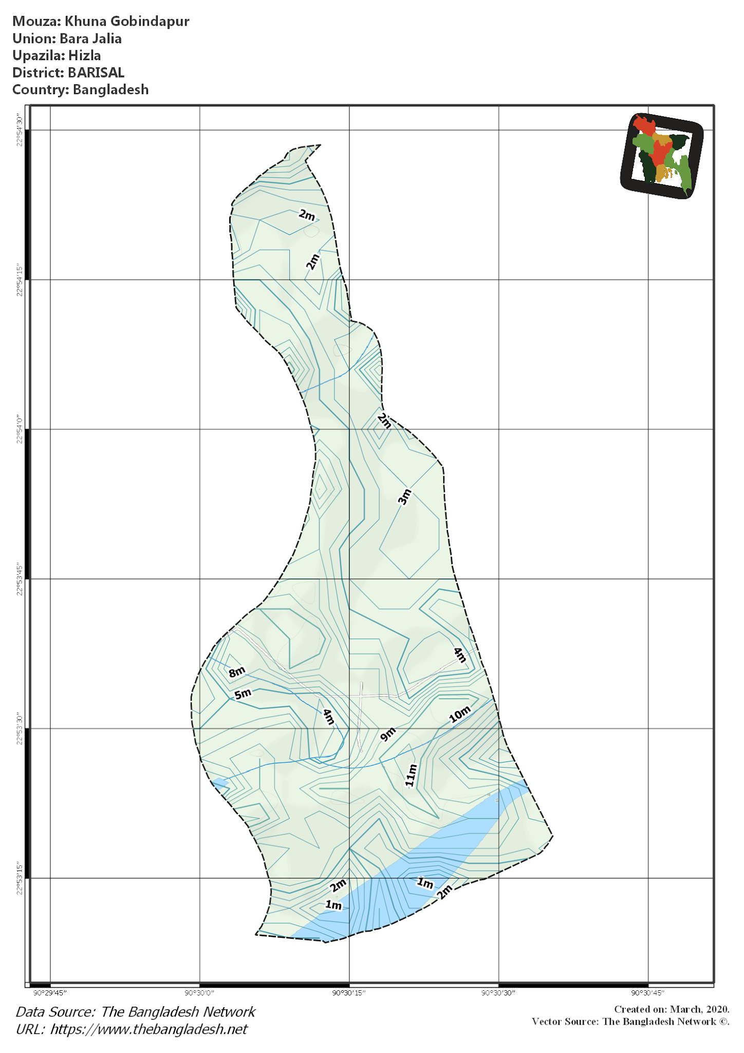 Map of Khuna Gobindapur Mouza of Hizla Upazila, BARISAL Map of Khuna Gobindapur Mouza of Hizla Upazila, BARISAL, Bangladesh.