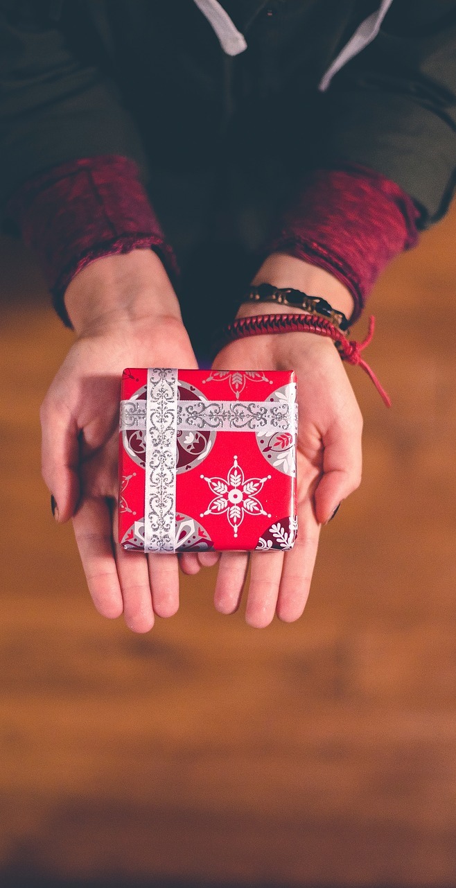 Giving a gift. Giving a gift.