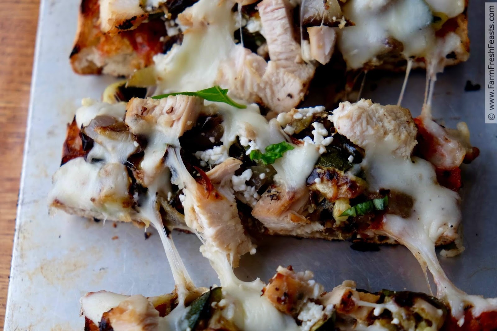 Farm Fresh Feasts: Grilled Ciabatta Pizza with Chicken and Vegetables