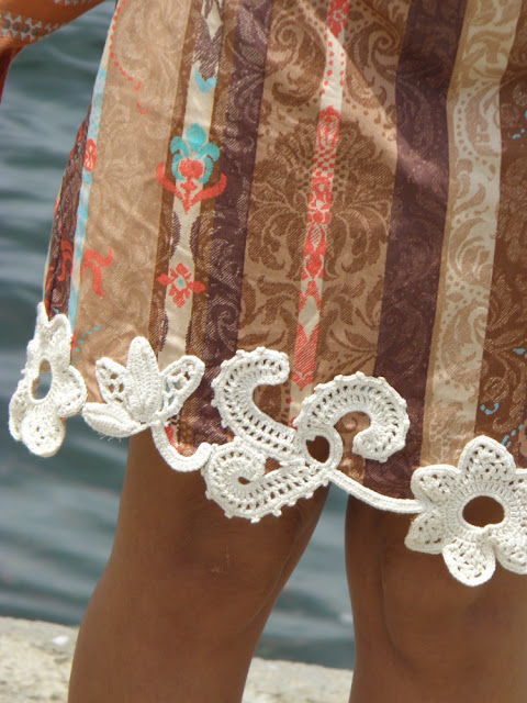 Make your skirt prettier with Irish crochet lace motifs