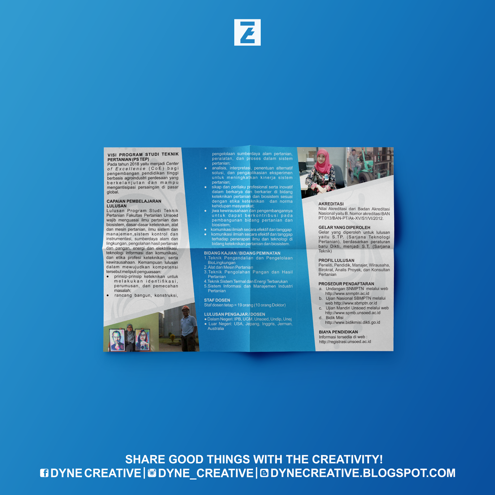 Desain leaflet PS Teknik Pertanian UNOSED GraphicDesign CorelDRAW DyneCreative Kursus Corel Jogja