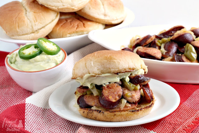 Break out your slow cooker for your next summer get-together and make these easy & flavorful Slow Cooker Jalapeno & Beer Cheddarwurst Sandwiches.