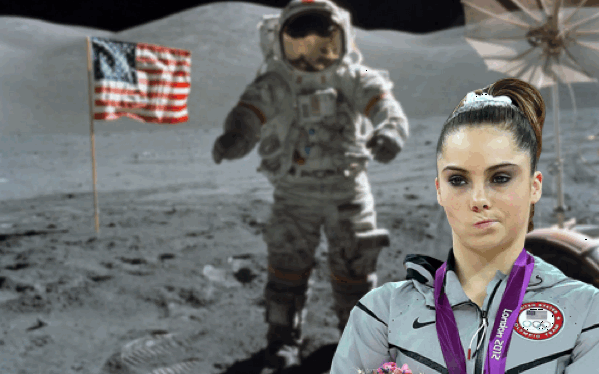 McKayla is not impressed by the moon landing.