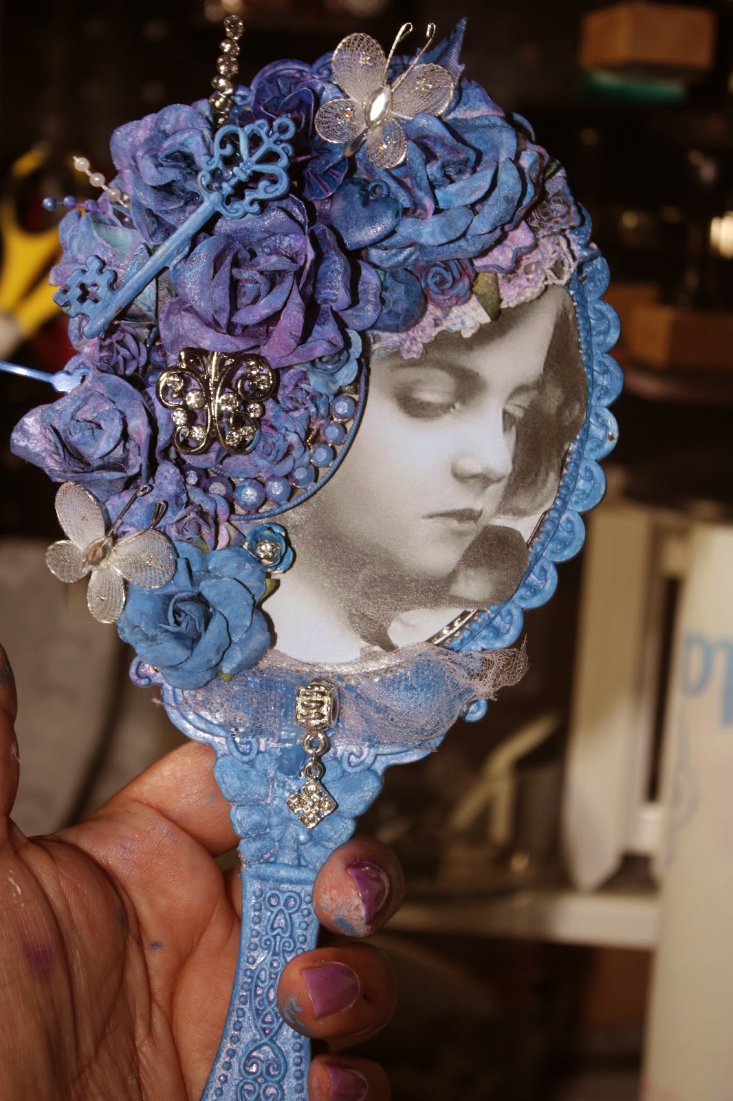 Creative Imagination by Norma G Altered Dollar Store Hand Mirror