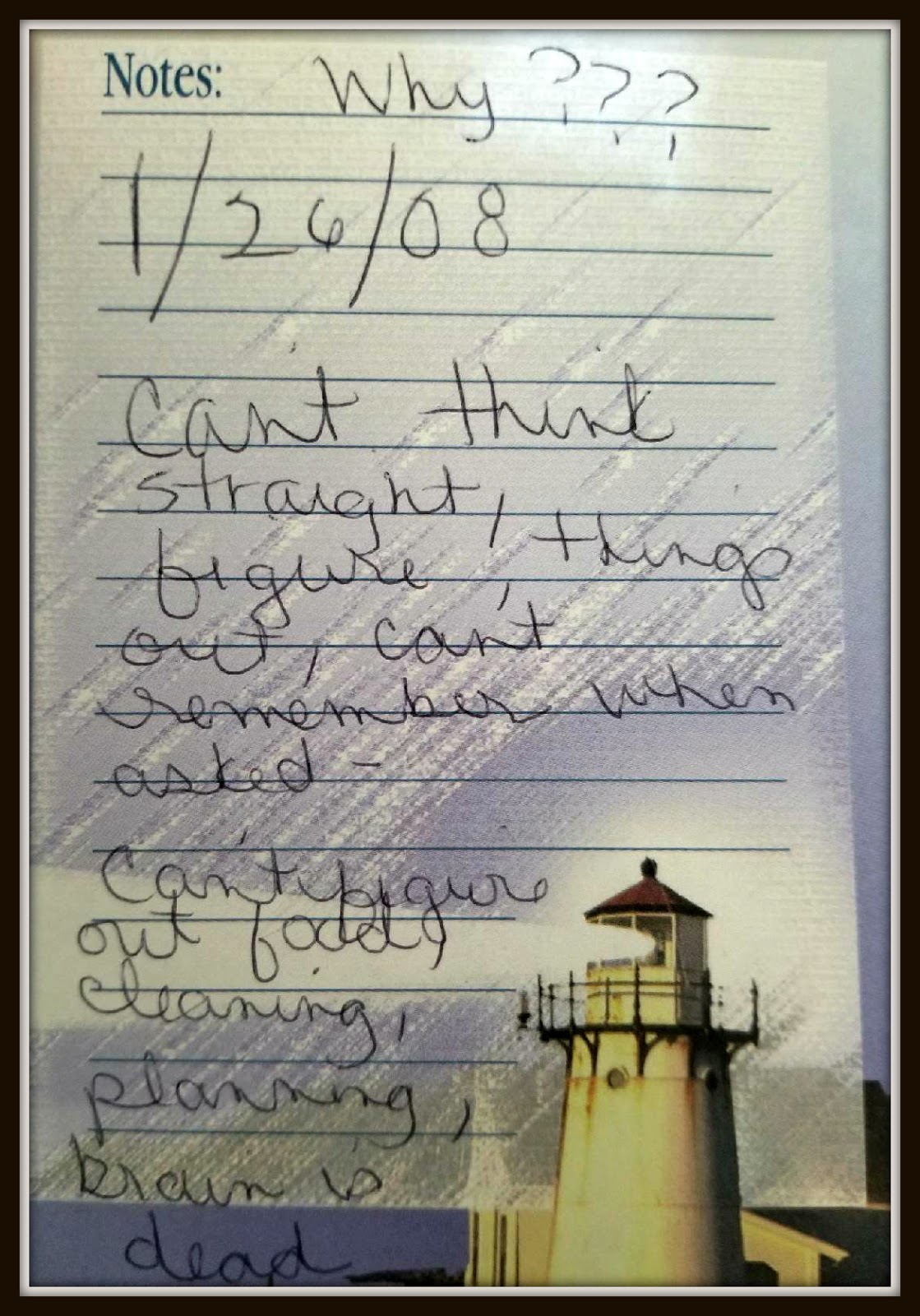 Dementia Note Written By My Mom in 2008 Cindy's Life