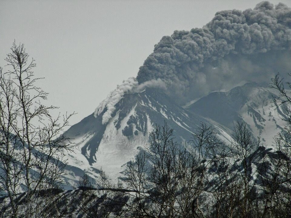 Le panache éruptif du volcan Zhupanovsky, 07 juin 2014