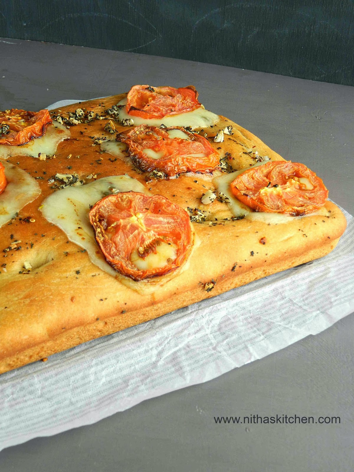 Nitha Kitchen: Focaccia Caprese | Italian Flat Bread