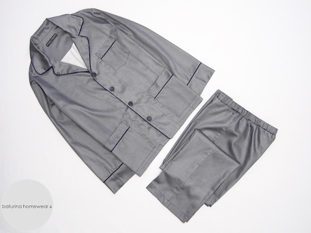 lightweight gray cotton mens pajamas traditional notch collar button lounge shirt long sleeping pants