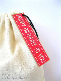 SRM Stickers Blog - Masculine Muslin Bag by Shelly - #birthday #fabric #bag #muslin #twine #stickers