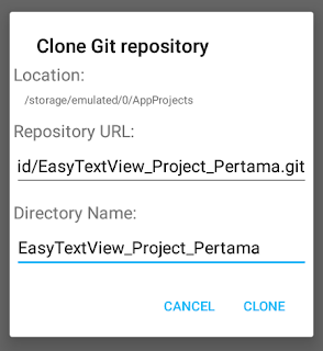 Dialog Clone Git Repository URL di AIDE Dialog Clone Git Repository URL di AIDE