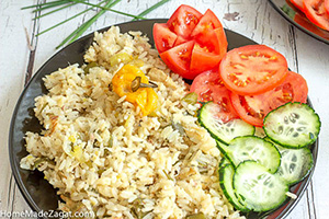 Saltfish and rice cookup