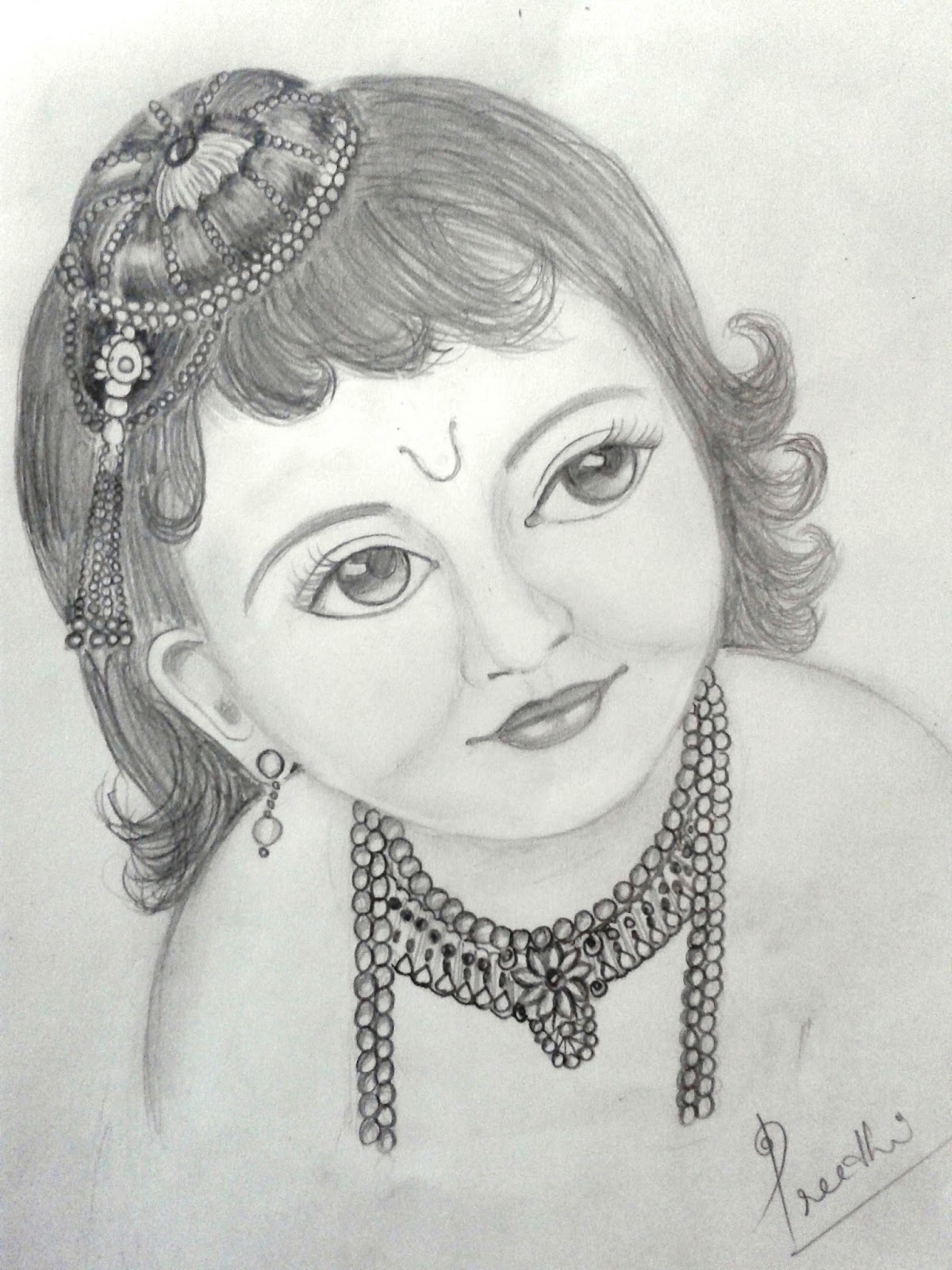 A Writer's Oasis: A Pencil sketch of Little Krishna