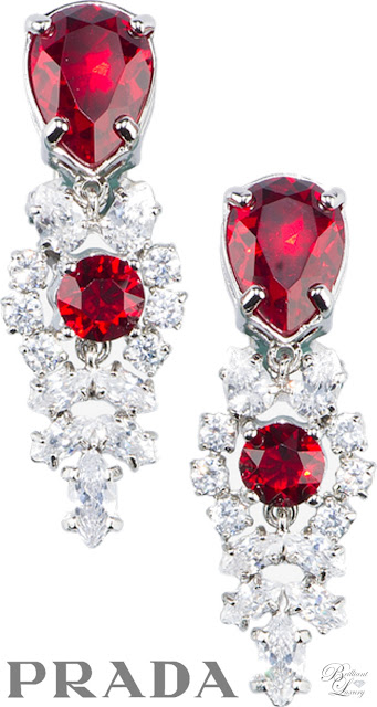 Brilliant Luxury * Prada Crystal Earrings in ruby red