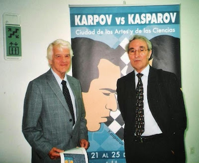 José María Gutiérrez Dopino y Lothar Schmid en la inauguración del Match Karpov-Kasparov en Valencia en 2009