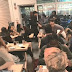 Is this the sickest prank ever? Petrified customers scream and flee in terror after a man bursts into a restaurant screaming Arabic and 'stabs' another 'blood covered' man, only for it to be revealed as a YouTube hoax
