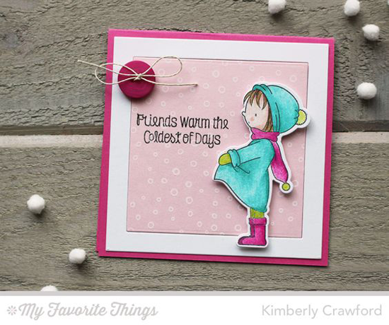 Handmade card from Kimberly Crawford featuring Birdie Brown Warmest Wishes stamp set and Die-namics and Square Frames Die-namics #mftstamps