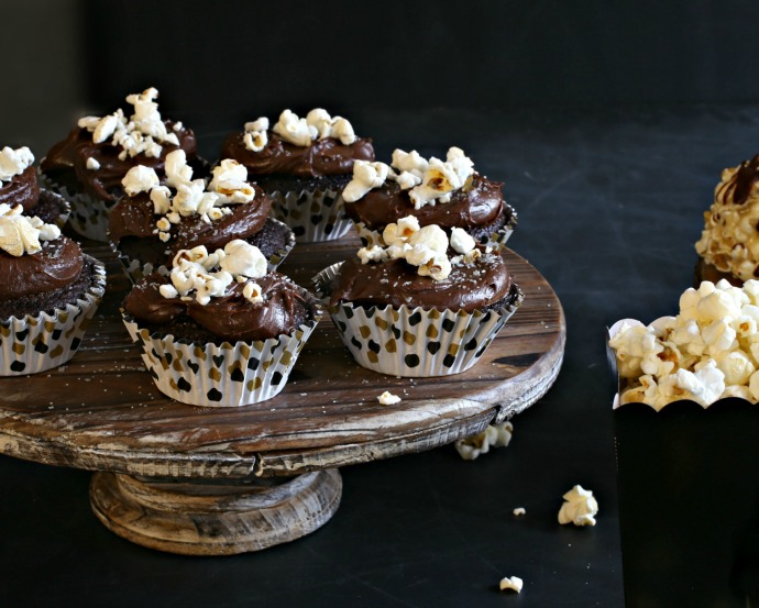 Sweet popcorn balls drizzled with chocolate.