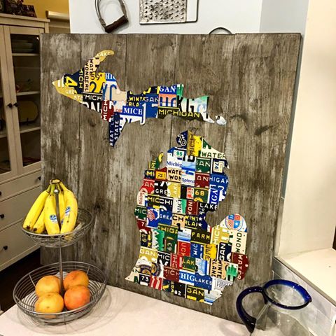 Using A Different Chunk Of Michigan License Plates This Colorful Piece Headed Over To The West Side Mitten State When Complete For Client Dale